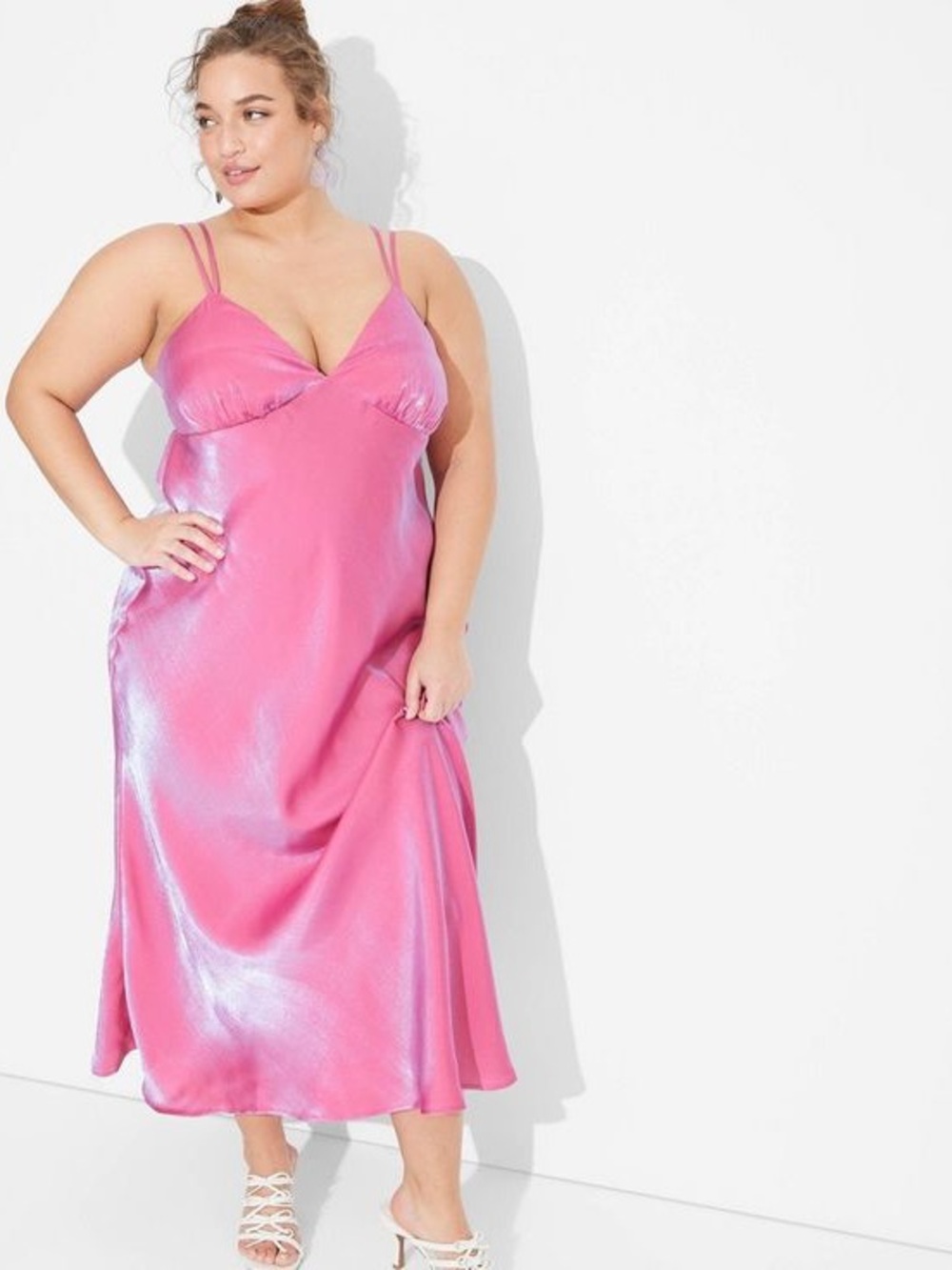 NWT wild fable Pink Satin Slip Dress with Double Straps